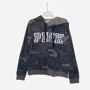 Victoria secret pink camo hoodie zip up sz L